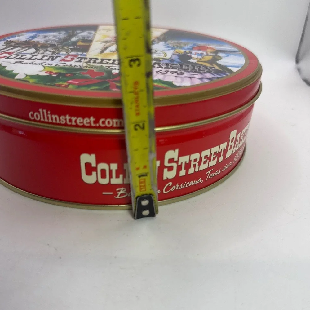 Collin Street Bakery Texas Christmas Fruitcake Tin Vintage Holiday Decor Red